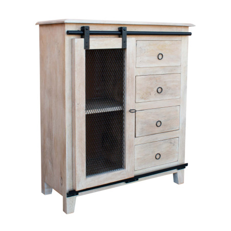 Mueble de madera maciza y metal