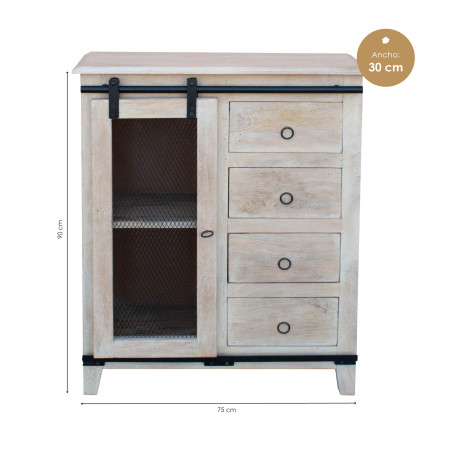 Mueble de madera maciza y metal