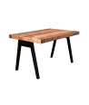 Mesa de comedor (130 x 90 cm) madera maciza y hierro