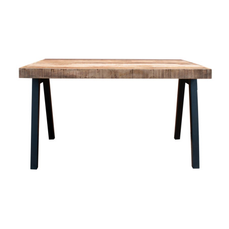 Mesa de comedor (130 x 90 cm) madera maciza y hierro