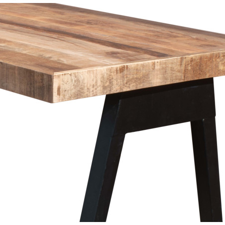 Mesa de comedor (130 x 90 cm) madera maciza y hierro