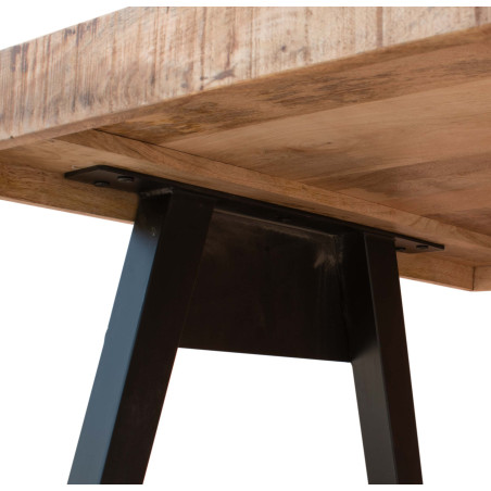 Mesa de comedor (130 x 90 cm) madera maciza y hierro