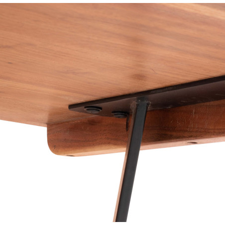 Mesa de comedor (180 x 90 cm) madera maciza y hierro