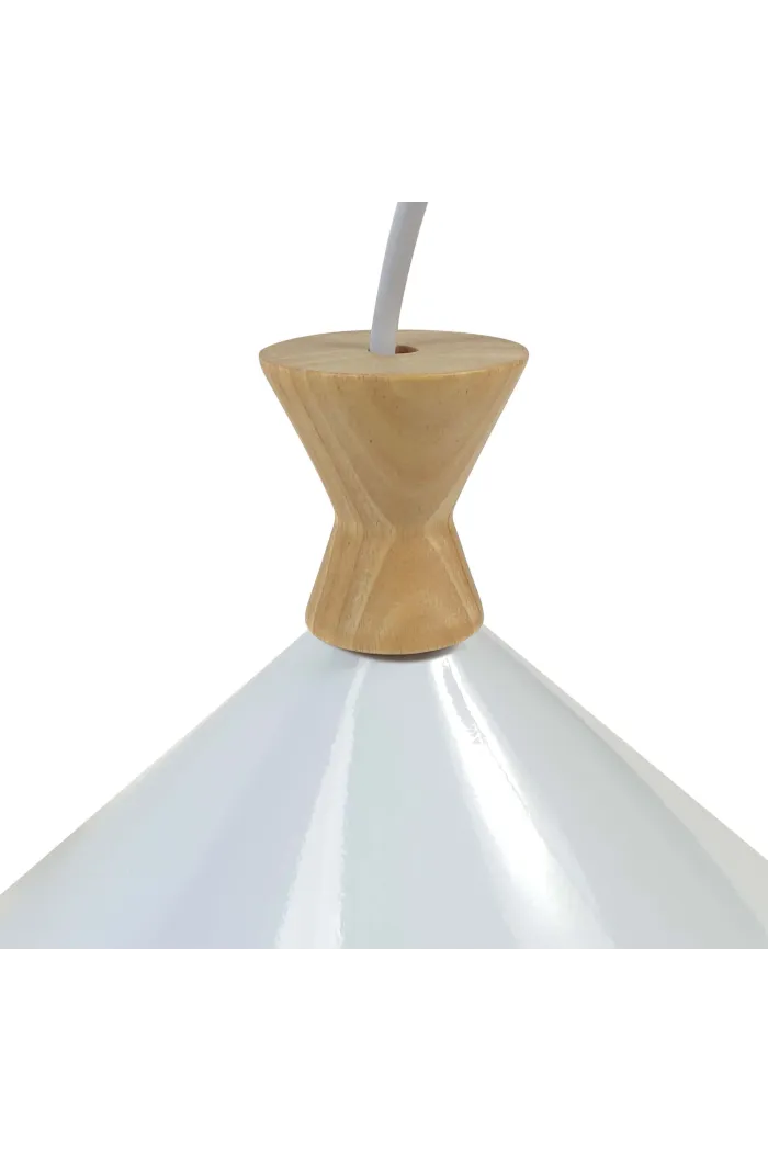 Lámpara de techo en aluminio y madera - Blanco