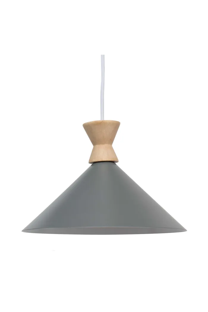 Lámpara de techo en aluminio y madera - Gris