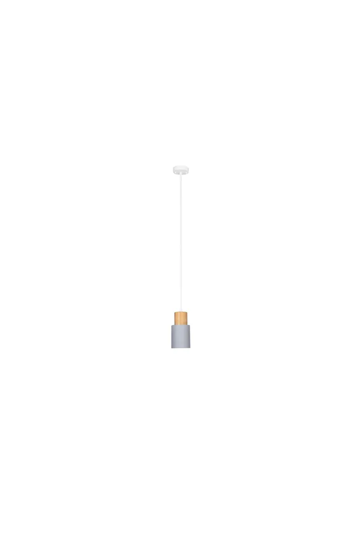 Lámpara de techo en aluminio y madera - Gris