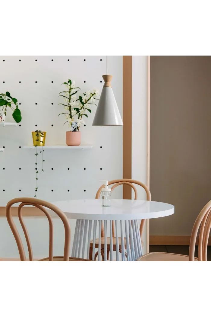 Lámpara de techo en aluminio y madera - Blanco
