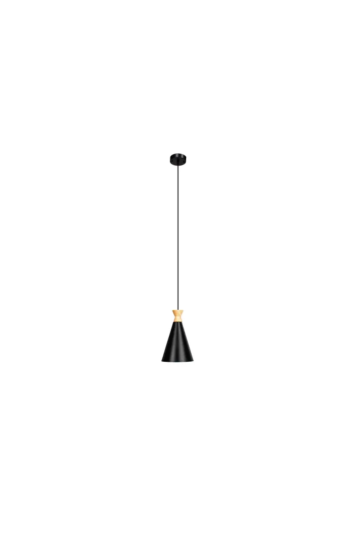 Lámpara de techo en aluminio y madera - Negro