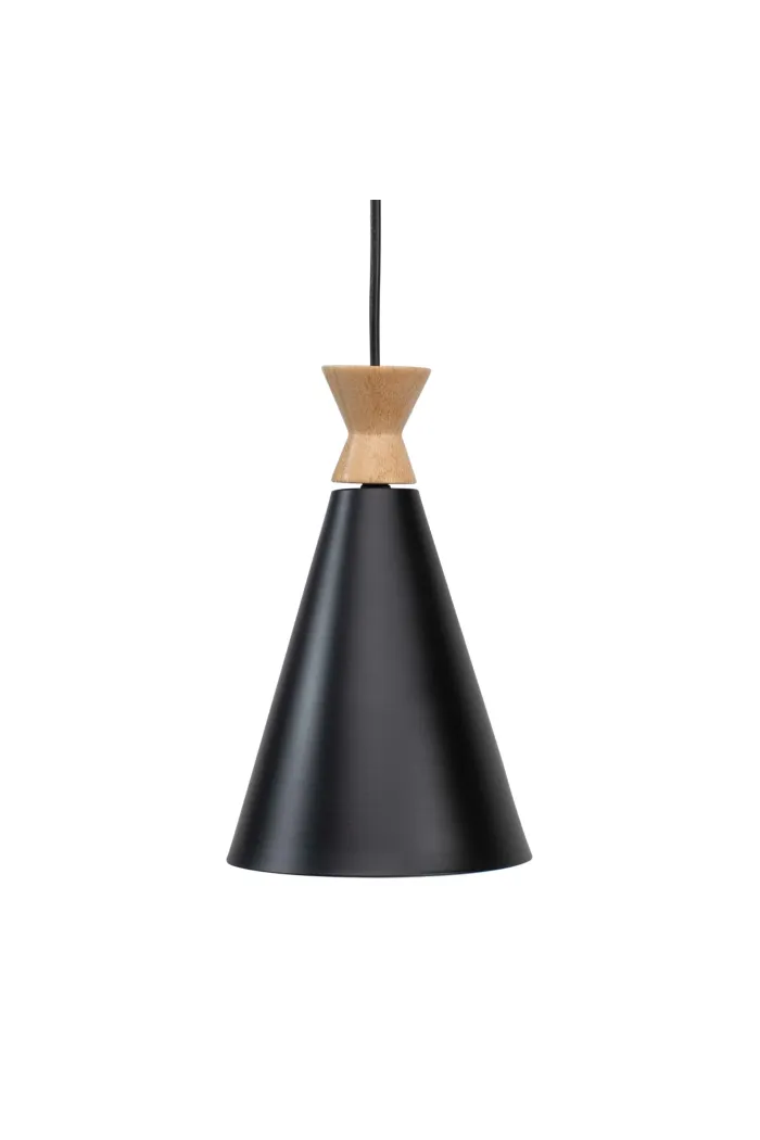 Lámpara de techo en aluminio y madera - Negro
