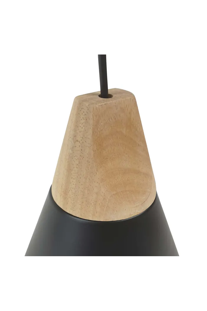 Lámpara de techo en aluminio y madera - Negro