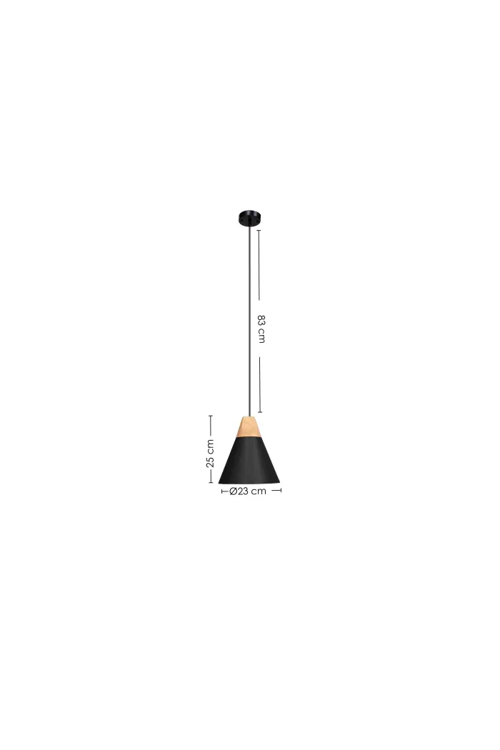 Lámpara de techo en aluminio y madera - Negro