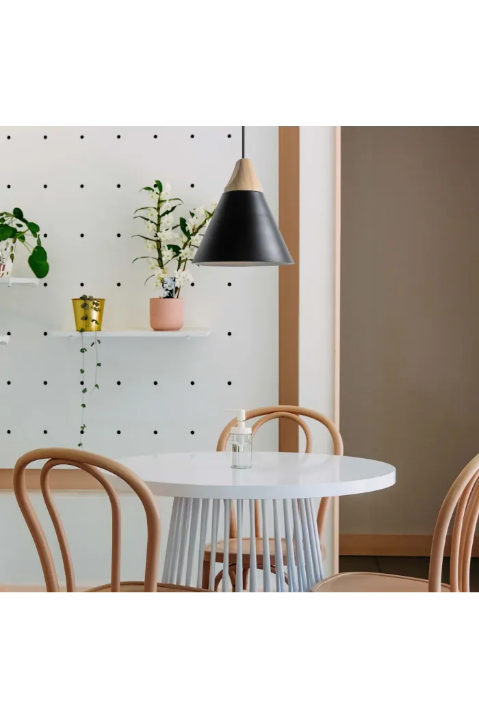 Lámpara de techo en aluminio y madera - Negro