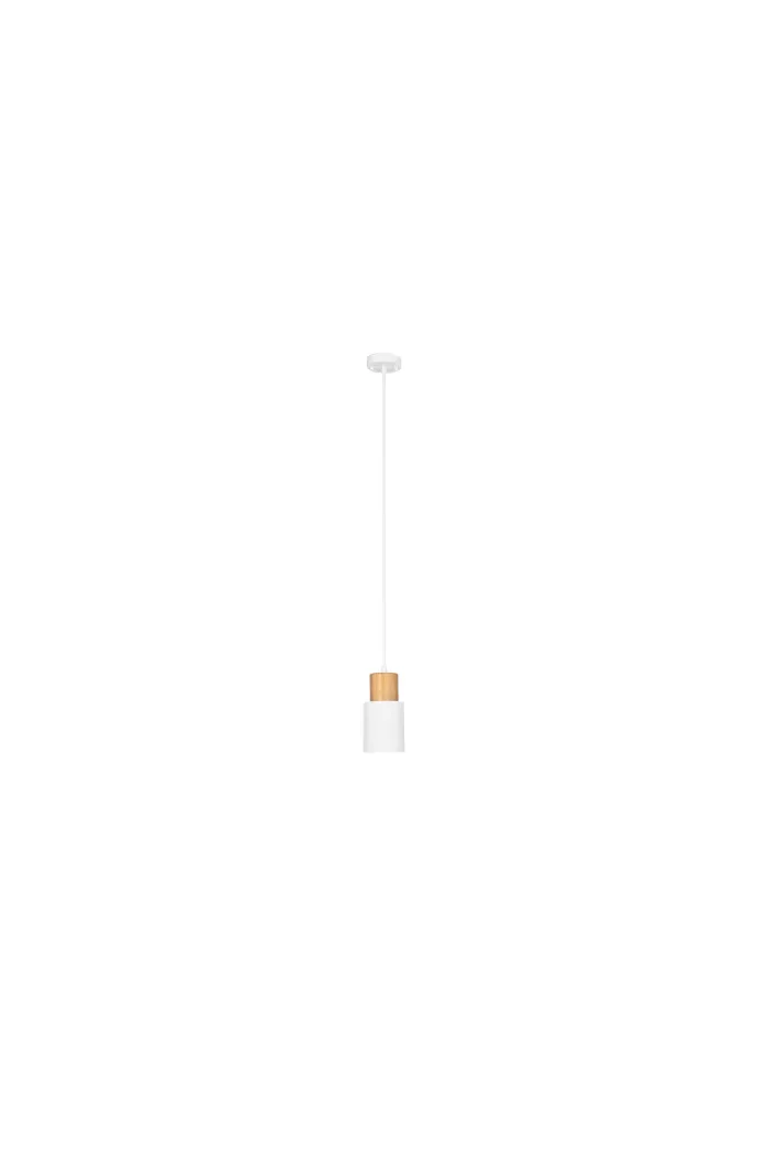 Lámpara de techo en aluminio y madera - Blanco