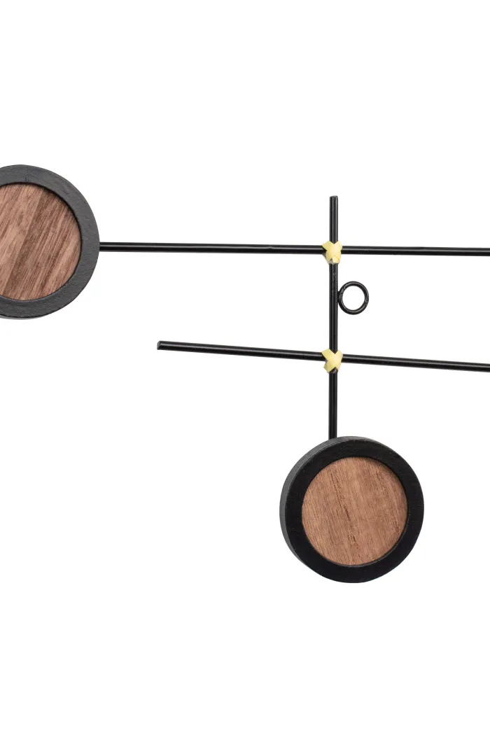 Perchero abstracto de pared en madera y metal