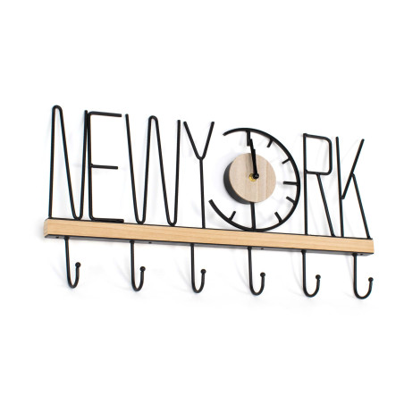 Perchero de pared New York en madera y metal