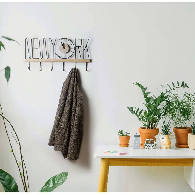Perchero de pared New York en madera y metal