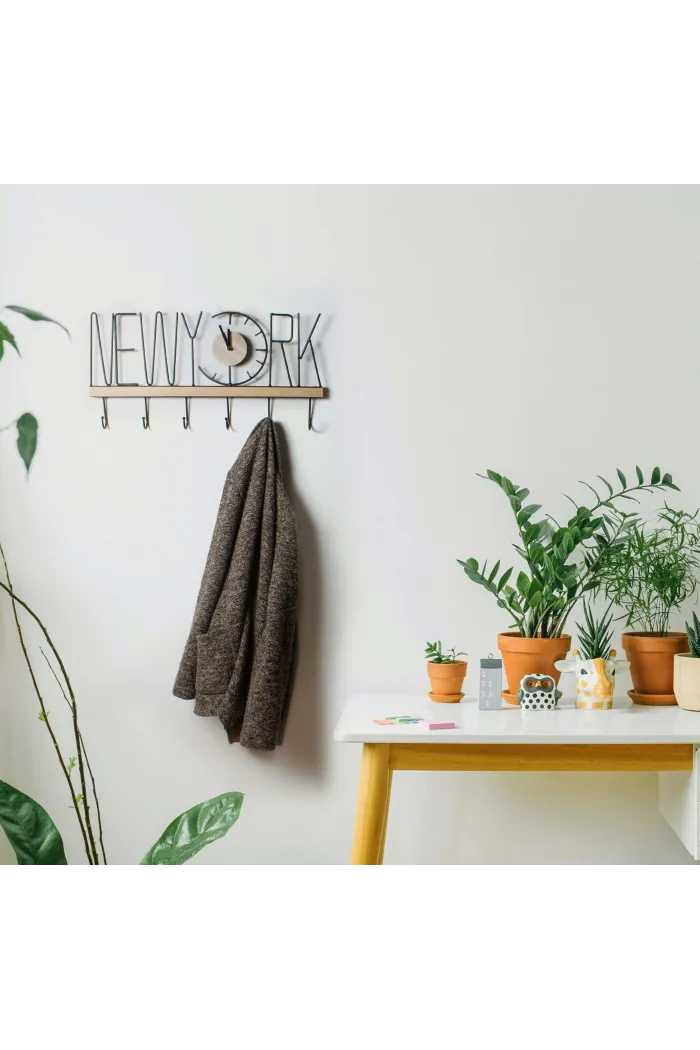 Perchero de pared New York en madera y metal