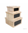 Set de 3 cajas decorativas de madera con pizarra - Natural