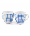 Set 6 tazas de café cerámica - Cuadrados Azul