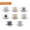 Juego 6 tazas de café cerámica - Zig Zag Gris