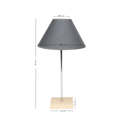 Lámpara mesita base cuadrada natural 49 cm - Gris