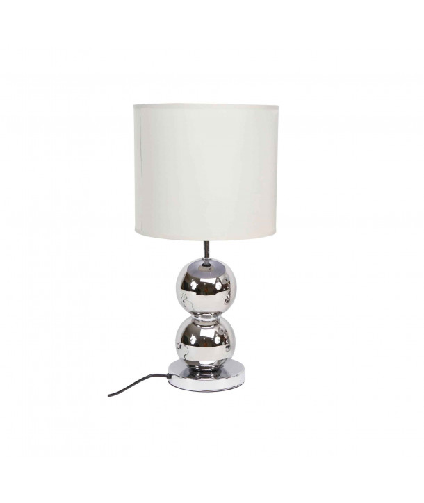 Lámpara para mesa con base metalizada de cerámica - Beige