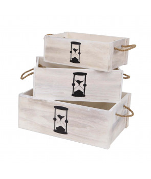 Set de 3 cajas decorativas de madera - Líneas - THE SECRET HOME