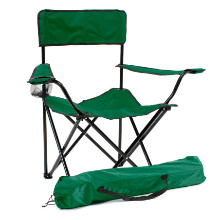 Silla de camping plegable con reposabrazos - Verde