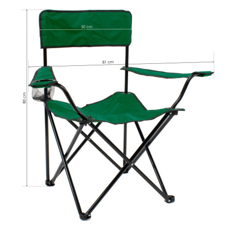 Silla de camping plegable con reposabrazos - Verde