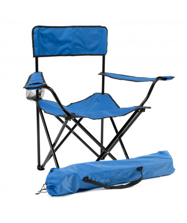 Silla de camping plegable con reposabrazos - Azul
