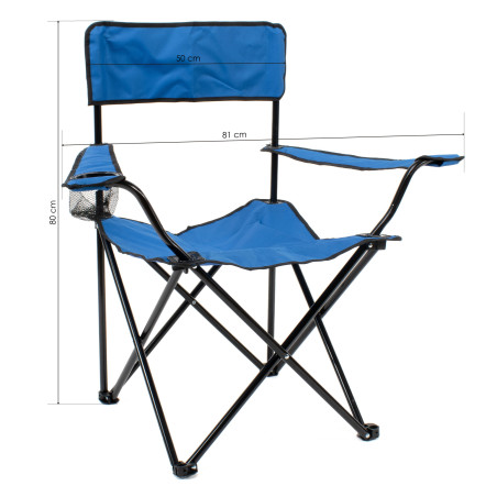 Silla de camping plegable con reposabrazos - Azul