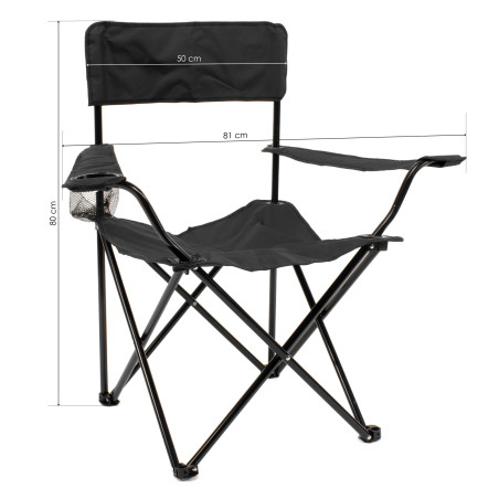 SILLA CAMPING PLEGABLE NEGRA 50X81X80