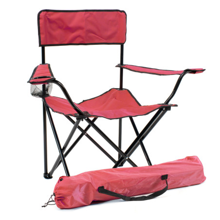 Silla de camping plegable con reposabrazos - Rojo