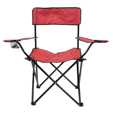 Silla de camping plegable con reposabrazos - Rojo