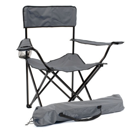 Silla de camping plegable con reposabrazos - Gris