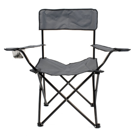 Silla de camping plegable con reposabrazos - Gris