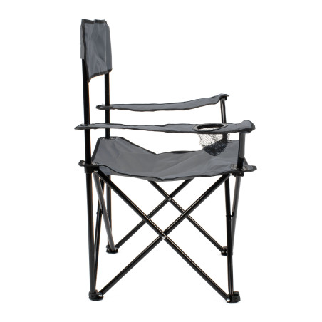 Silla de camping plegable con reposabrazos - Gris