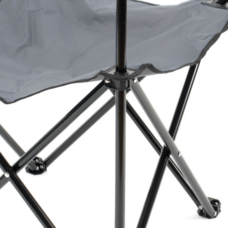 Silla de camping plegable con reposabrazos - Gris