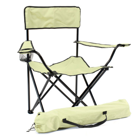 Silla de camping plegable con reposabrazos - Crema