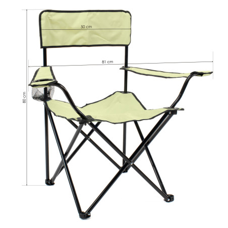 Silla de camping plegable con reposabrazos - Crema