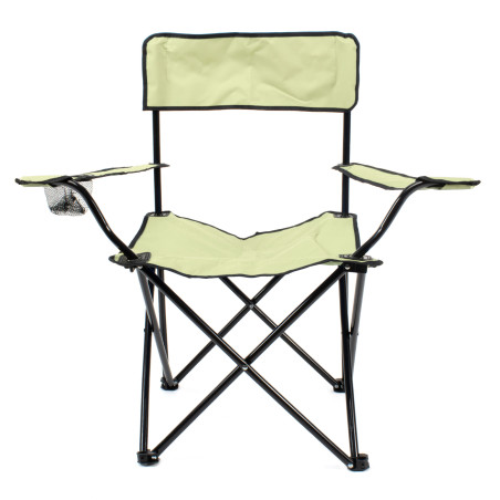 Silla de camping plegable con reposabrazos - Crema