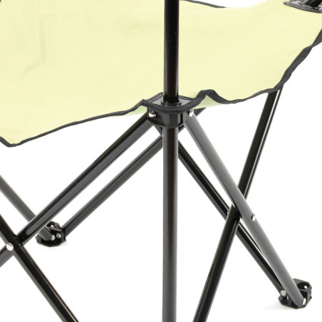 Silla de camping plegable con reposabrazos - Crema