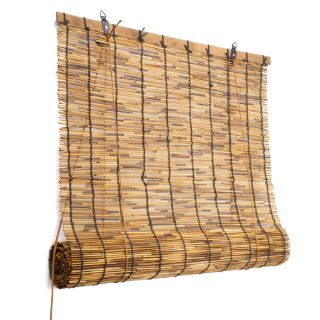 Persiana enrollable de bambú (60 x 140 cm) - Marrón