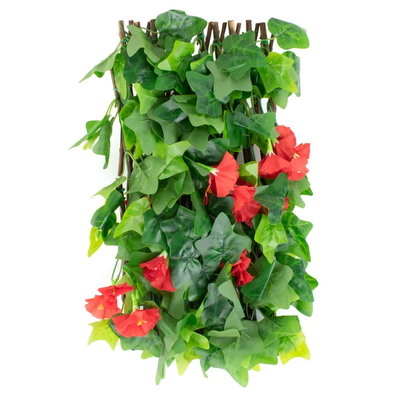 Celosía extensible de madera con hojas para jardín 100x30 cm