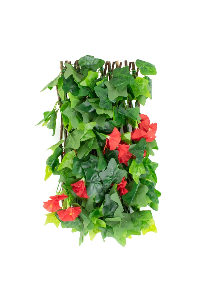 Celosía extensible de madera con hojas para jardín 100x30 cm