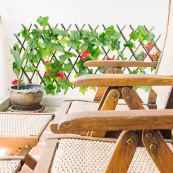 Celosía extensible de madera con hojas para jardín 100x30 cm