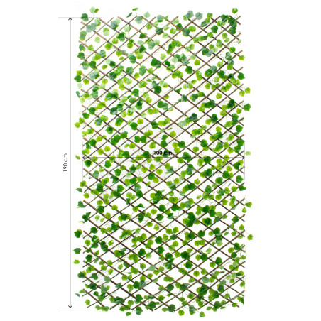 Celosía extensible de madera con hojas para jardín 200x100 cm