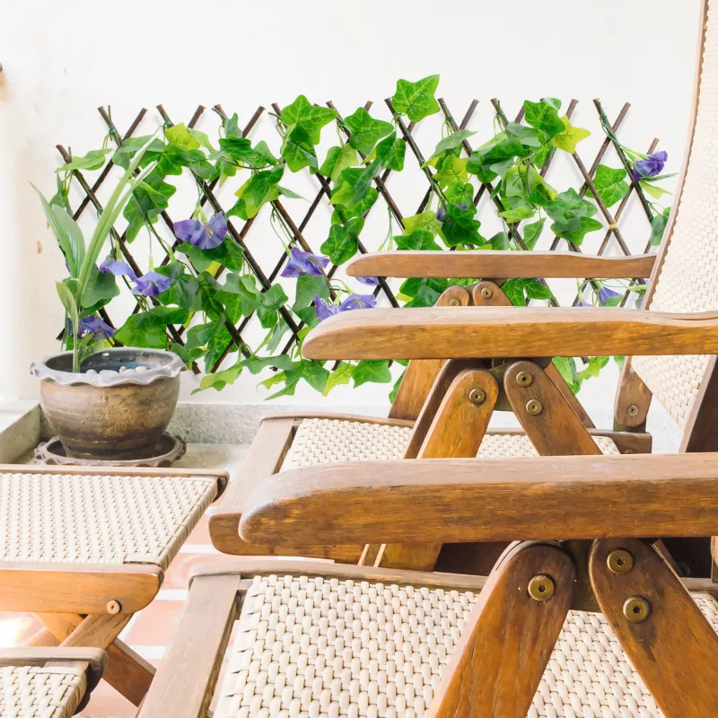 Celosía extensible de madera con hojas para jardín 100x30 cm