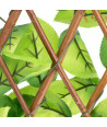 Celosía extensible de madera con hojas para jardín 100x30 cm