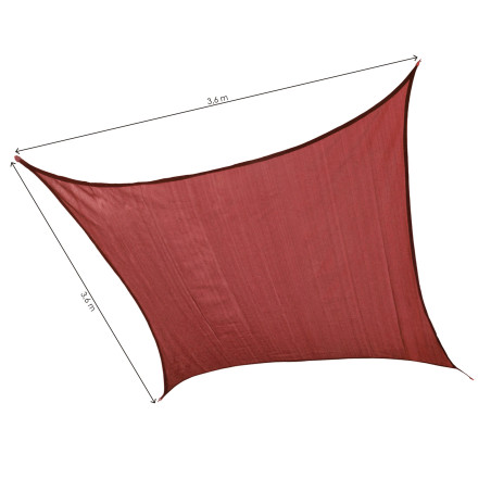 TOLDO VELA CUADRADO GRANATE 3,6X3,6M